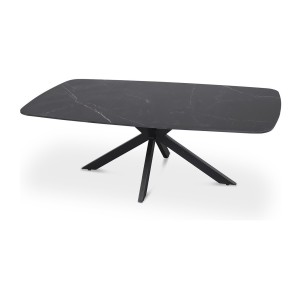 Table basse ARVENA – Table basse rectangulaire 130x70 cm – Pierre noire & métal – Design élégant et contemporain 