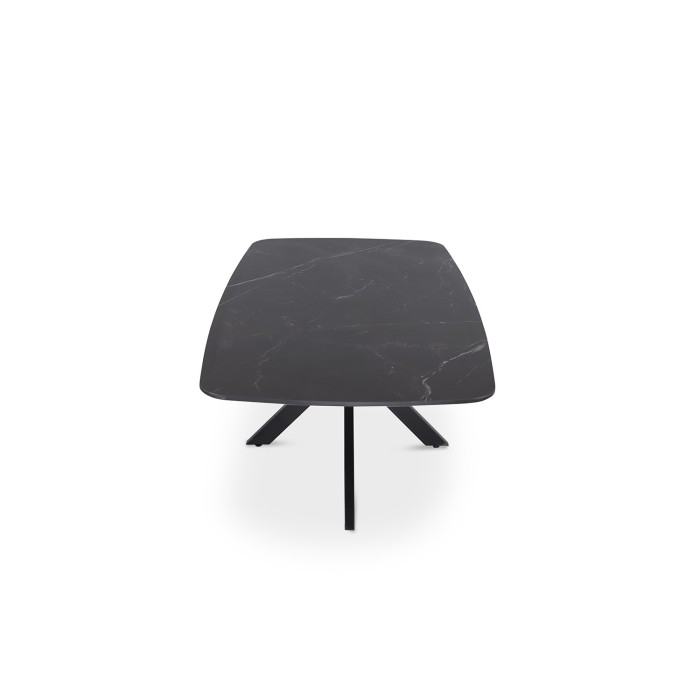 Table basse ARVENA – Table basse rectangulaire 130x70 cm – Pierre noire & métal – Design élégant et contemporain 