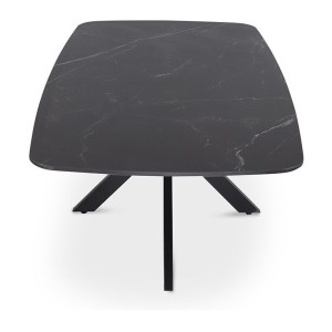 Table basse ARVENA – Table basse rectangulaire 130x70 cm – Pierre noire & métal – Design élégant et contemporain 