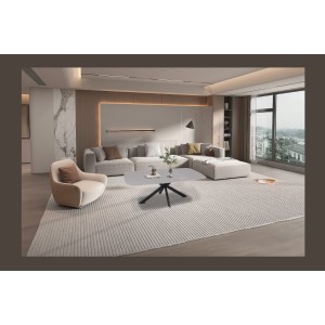 Table basse ARVENA – Table basse rectangulaire 130x70 cm – Pierre grise & métal – Design contemporain et raffiné 