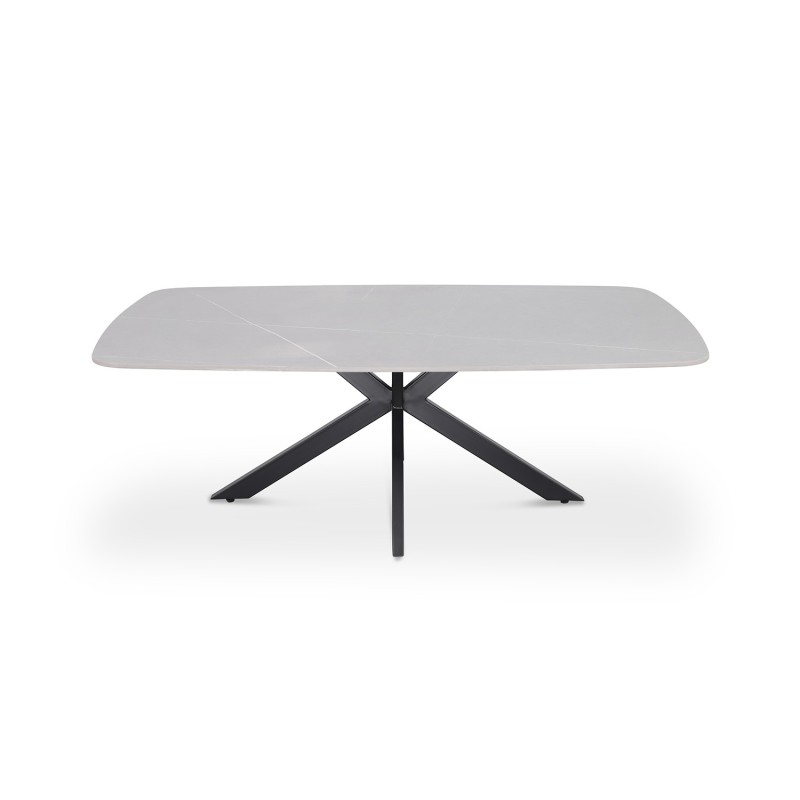 Table basse ARVENA – Table basse rectangulaire 130x70 cm – Pierre grise & métal – Design contemporain et raffiné