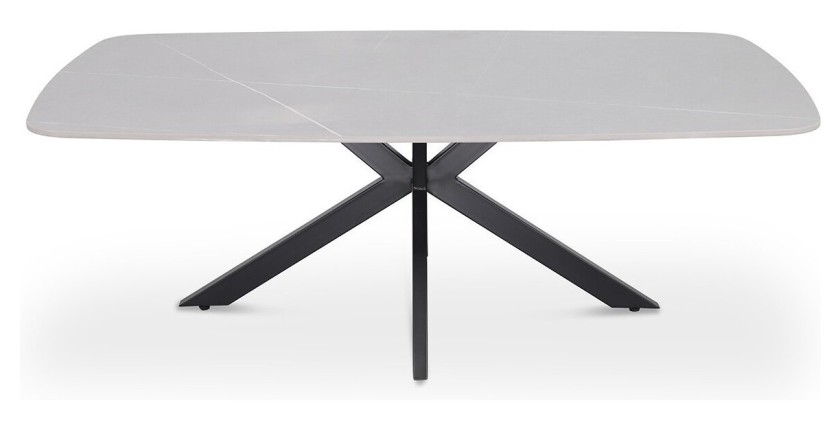 Table basse ARVENA – Table basse rectangulaire 130x70 cm – Pierre grise & métal – Design contemporain et raffiné