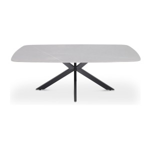 Table basse ARVENA – Table basse rectangulaire 130x70 cm – Pierre grise & métal – Design contemporain et raffiné