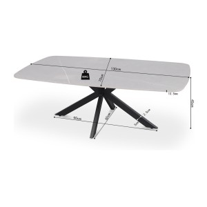 Table basse ARVENA – Table basse rectangulaire 130x70 cm – Pierre grise & métal – Design contemporain et raffiné 