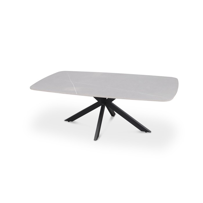 Table basse ARVENA – Table basse rectangulaire 130x70 cm – Pierre grise & métal – Design contemporain et raffiné 