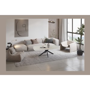 Table basse ARVENA – Table basse rectangulaire 130x70 cm – Marbre beige & métal – Design haut de gamme et raffiné 