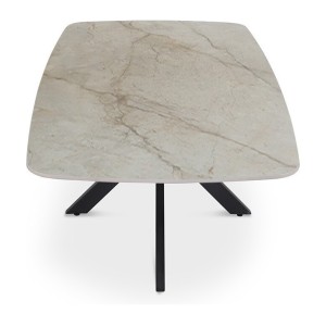 Table basse ARVENA – Table basse rectangulaire 130x70 cm – Marbre beige & métal – Design haut de gamme et raffiné 