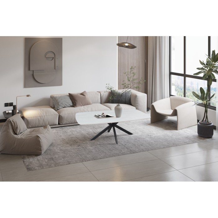 Tables basses ARVENA – Table basse rectangulaire 130x70 cm – 5 coloris pierre et marbre – Design contemporain 