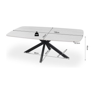 Tables basses ARVENA – Table basse rectangulaire 130x70 cm – 5 coloris pierre et marbre – Design contemporain 