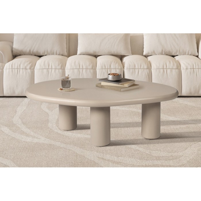 Table basse MAELORA – Table basse ronde Ø50 cm – Bois de manguier & travertin – Design naturel et élégant 