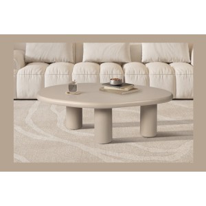 Table basse MAELORA – Table basse ronde Ø50 cm – Bois de manguier & travertin – Design naturel et élégant 