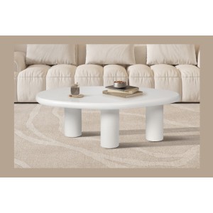 Table basse TARAVI – Table basse rectangulaire 120x70 cm – Finition ciment blanc – Design contemporain et épuré 