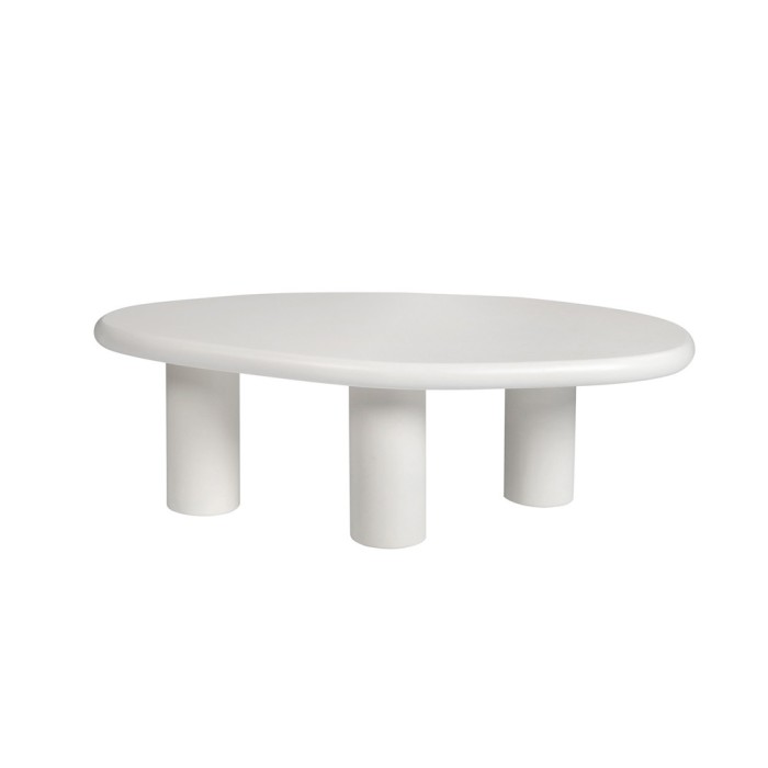 Table basse TARAVI – Table basse rectangulaire 120x70 cm – Finition ciment blanc – Design contemporain et épuré