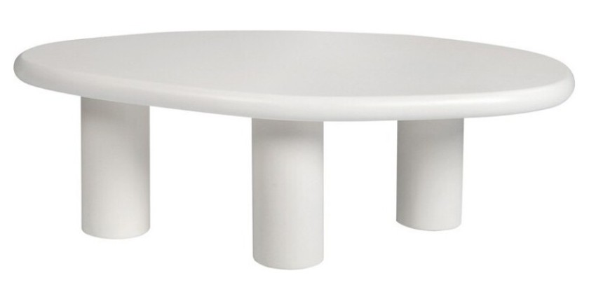 Table basse TARAVI – Table basse rectangulaire 120x70 cm – Finition ciment blanc – Design contemporain et épuré
