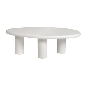 Table basse TARAVI – Table basse rectangulaire 120x70 cm – Finition ciment blanc – Design contemporain et épuré