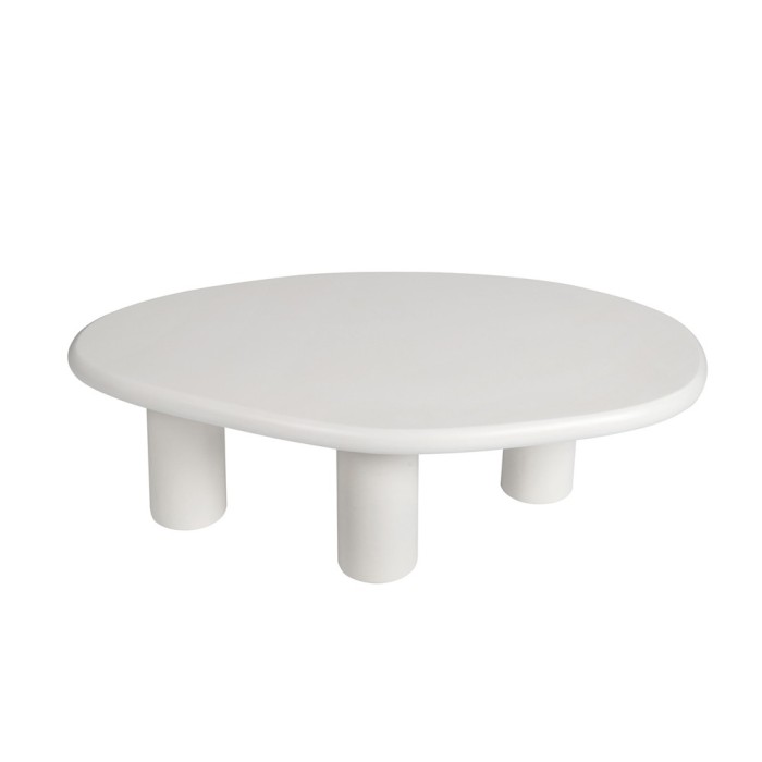 Table basse TARAVI – Table basse rectangulaire 120x70 cm – Finition ciment blanc – Design contemporain et épuré 