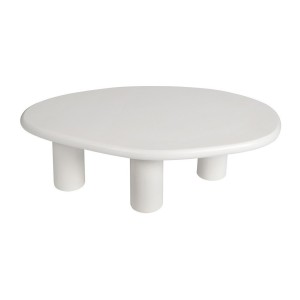 Table basse TARAVI – Table basse rectangulaire 120x70 cm – Finition ciment blanc – Design contemporain et épuré 