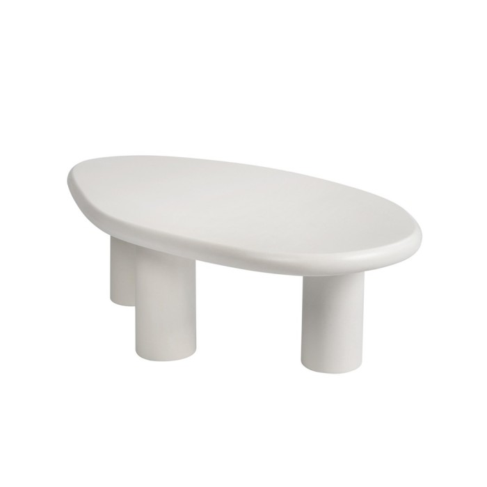 Table basse TARAVI – Table basse rectangulaire 120x70 cm – Finition ciment blanc – Design contemporain et épuré 