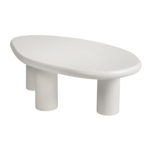 Table basse TARAVI – Table basse rectangulaire 120x70 cm – Finition ciment blanc – Design contemporain et épuré 