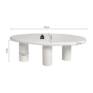 Table basse TARAVI – Table basse rectangulaire 120x70 cm – Finition ciment blanc – Design contemporain et épuré 