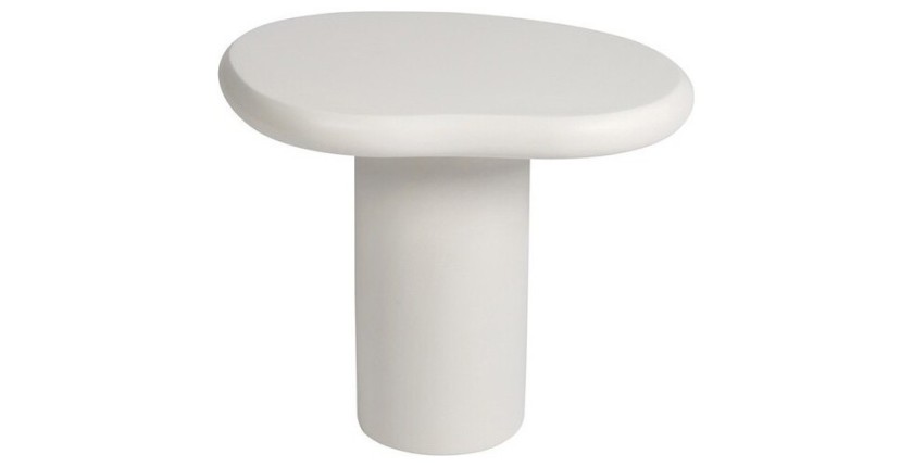 Table basse TARAVI – Table basse carrée 50x50 cm – Finition ciment blanc – Design moderne et épuré