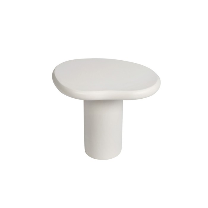 Table basse TARAVI – Table basse carrée 50x50 cm – Finition ciment blanc – Design moderne et épuré 