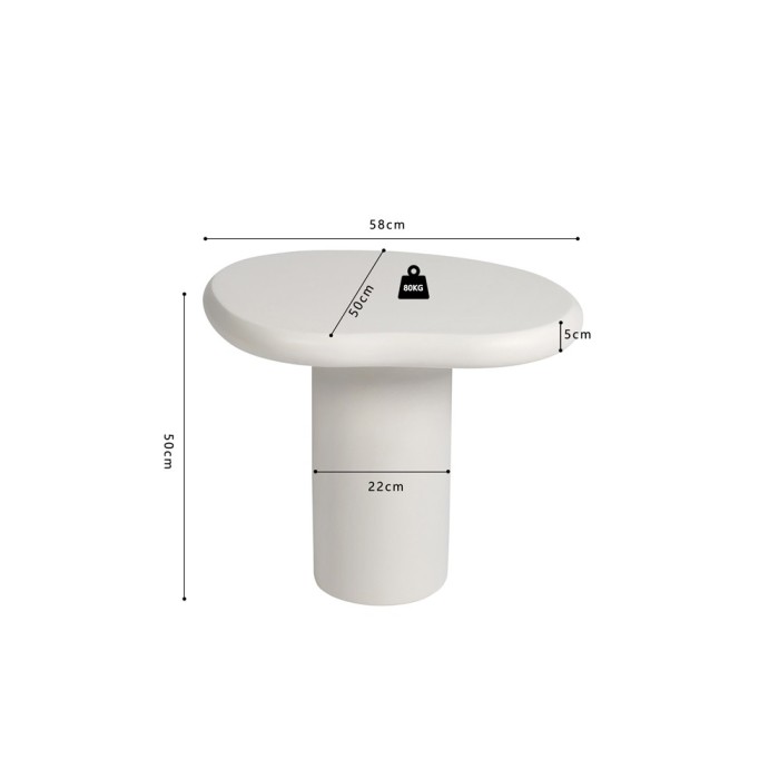 Table basse TARAVI – Table basse carrée 50x50 cm – Finition ciment blanc – Design moderne et épuré 