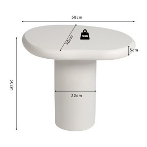 Table basse TARAVI – Table basse carrée 50x50 cm – Finition ciment blanc – Design moderne et épuré 