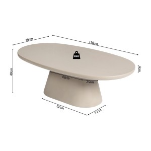 Table basse TARAVI – Table basse rectangulaire 120x70 cm – Finition ciment beige – Design contemporain et naturel 