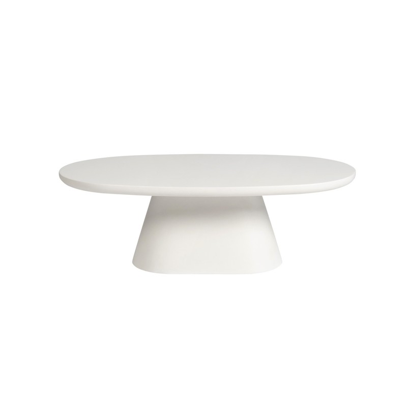 Table basse TARAVI – Table basse rectangulaire 120x70 cm – Finition ciment blanc – Style moderne et lumineux