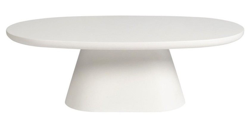 Table basse TARAVI – Table basse rectangulaire 120x70 cm – Finition ciment blanc – Style moderne et lumineux