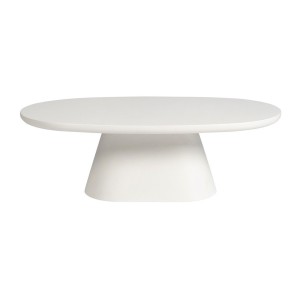 Table basse TARAVI – Table basse rectangulaire 120x70 cm – Finition ciment blanc – Style moderne et lumineux