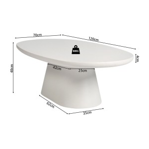 Table basse TARAVI – Table basse rectangulaire 120x70 cm – Finition ciment blanc – Style moderne et lumineux 
