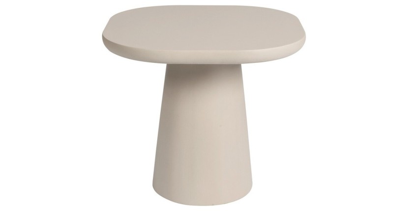 Table basse TARAVI – Table basse ronde Ø55 cm – Finition ciment beige – Design minéral doux et contemporain