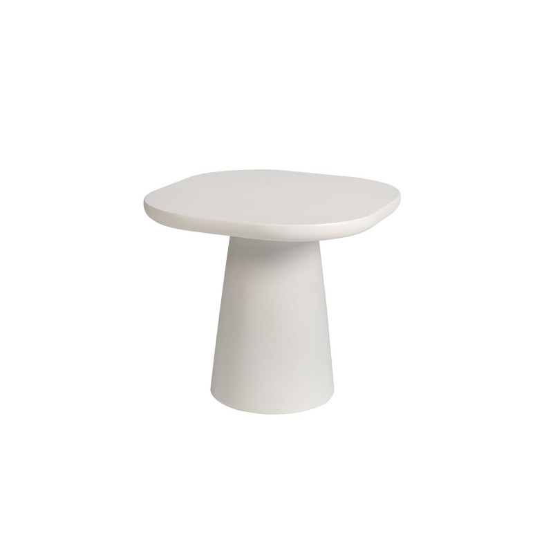 Table basse TARAVI – Table basse ronde Ø55 cm – Finition ciment blanc – Design lumineux et moderne