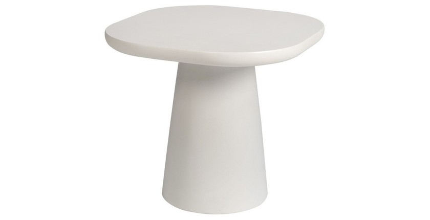 Table basse TARAVI – Table basse ronde Ø55 cm – Finition ciment blanc – Design lumineux et moderne