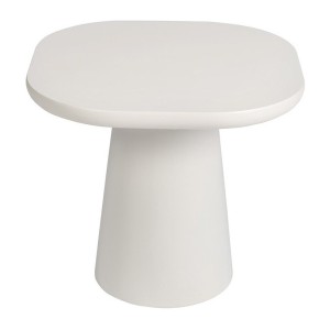 Table basse TARAVI – Table basse ronde Ø55 cm – Finition ciment blanc – Design lumineux et moderne 