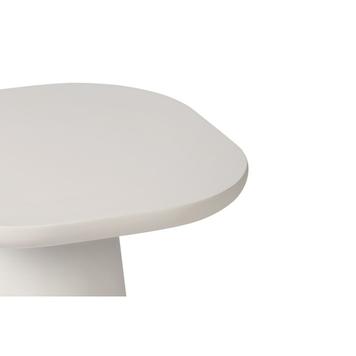 Table basse TARAVI – Table basse ronde Ø55 cm – Finition ciment blanc – Design lumineux et moderne 