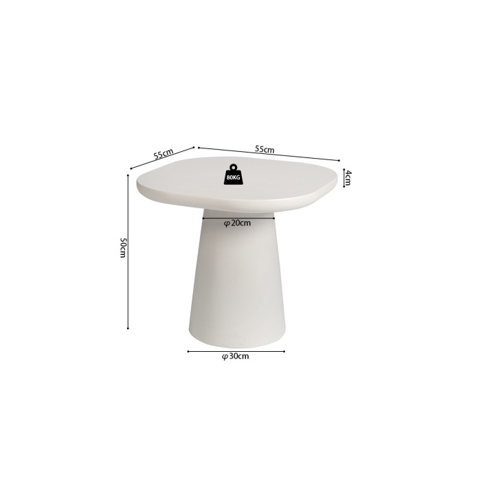 Table basse TARAVI – Table basse ronde Ø55 cm – Finition ciment blanc – Design lumineux et moderne 