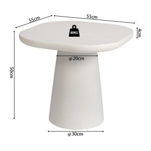 Table basse TARAVI – Table basse ronde Ø55 cm – Finition ciment blanc – Design lumineux et moderne 