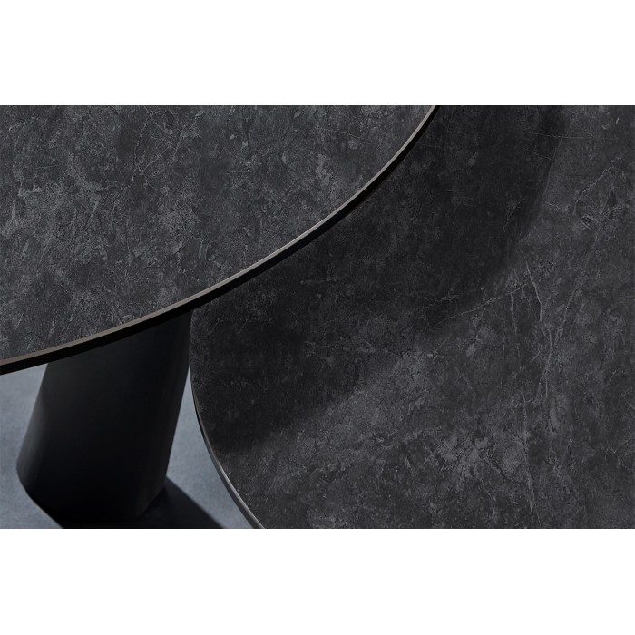 Table basse VIRELLO – Table basse ronde Ø80 cm – Pierre naturelle gris foncé & métal – Design contemporain et robuste 