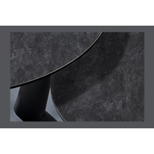 Table basse VIRELLO – Table basse ronde Ø80 cm – Pierre naturelle gris foncé & métal – Design contemporain et robuste 