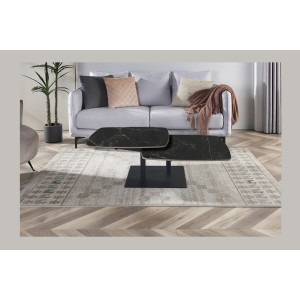 Table basse VIRELLO – Table basse ronde Ø70 cm – Pierre naturelle noire & métal – Design contemporain et sophistiqué 