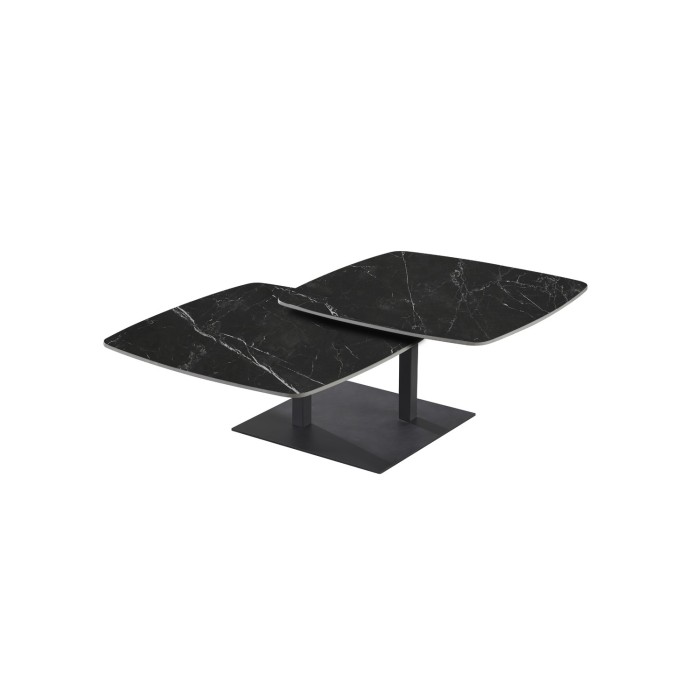 Table basse VIRELLO – Table basse ronde Ø70 cm – Pierre naturelle noire & métal – Design contemporain et sophistiqué