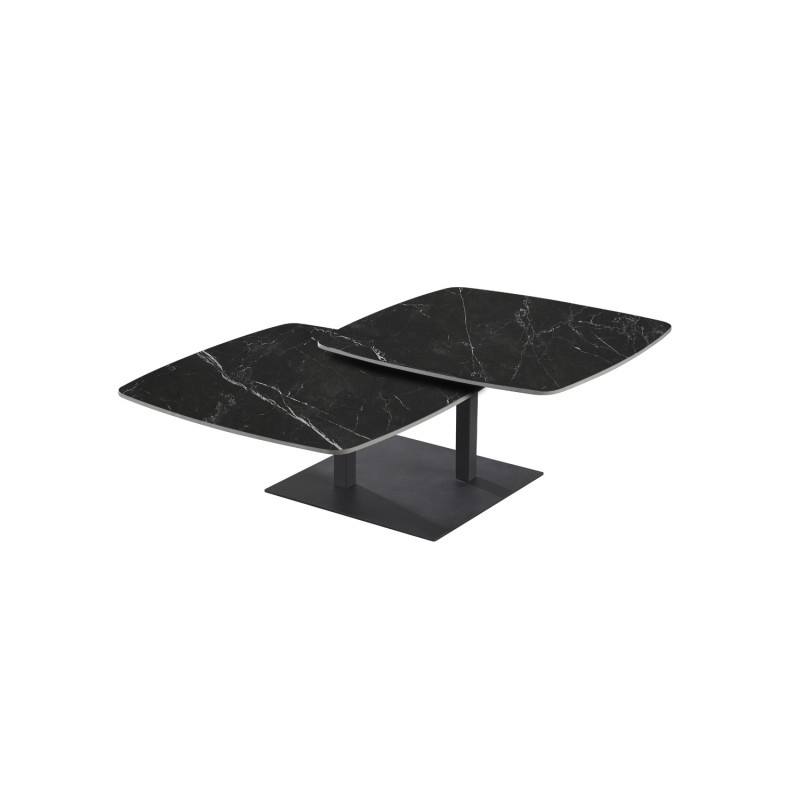 Table basse VIRELLO – Table basse ronde Ø70 cm – Pierre naturelle noire & métal – Design contemporain et sophistiqué