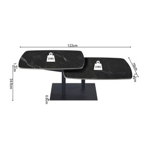 Table basse VIRELLO – Table basse ronde Ø70 cm – Pierre naturelle noire & métal – Design contemporain et sophistiqué 