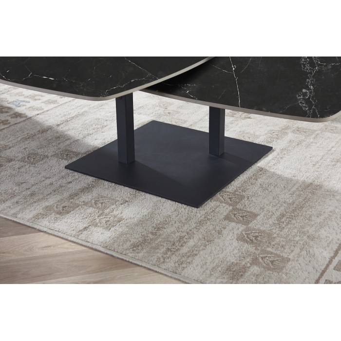 Table basse VIRELLO – Table basse ronde Ø70 cm – Pierre naturelle noire & métal – Design contemporain et sophistiqué 