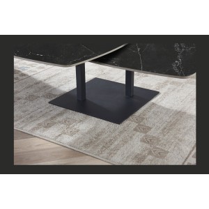 Table basse VIRELLO – Table basse ronde Ø70 cm – Pierre naturelle noire & métal – Design contemporain et sophistiqué 