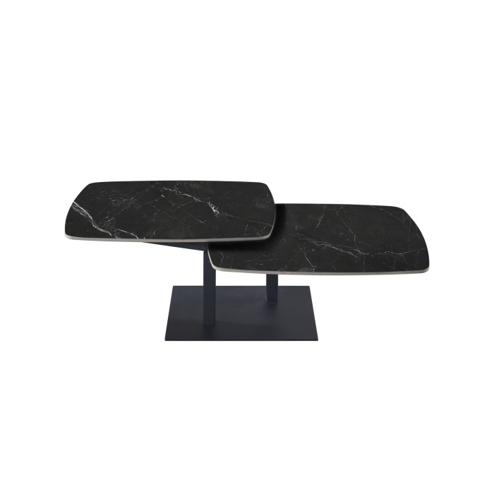 Table basse VIRELLO – Table basse ronde Ø70 cm – Pierre naturelle noire & métal – Design contemporain et sophistiqué 