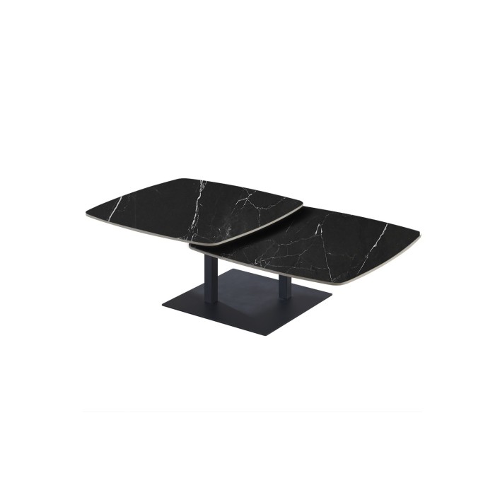 Table basse VIRELLO – Table basse ronde Ø70 cm – Pierre naturelle noire & métal – Design contemporain et sophistiqué 